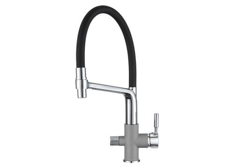 Смеситель для кухни Granula 0075, АЛЮМИНИУМ на мойку серый