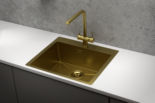 Кухонная мойка Granula 5951, ЗОЛОТО САТИН 60х50 цвет золото поверхность матовая