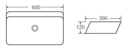 Раковина из сантехнического фаянса CeramaLux 2243 60х40 накладная цвет белый без отверстий под смеситель - фото 2