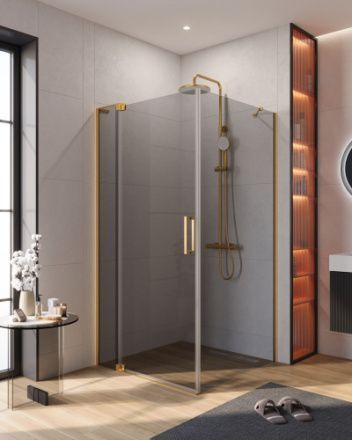 Душевой уголок Cezares SLIDER SLIDER-AH-1-100-100/110-GRIGIO-BORO 100х100 стекло тонированное профиль золото без поддона