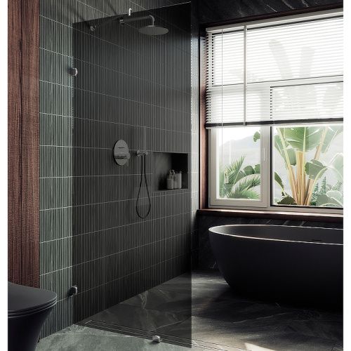 Душевая перегородка Maybah Glass MGD-274-4 80х195 стекло тонированное профиль хром