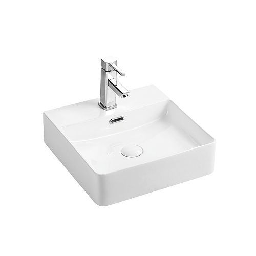 Раковина из сантехнического фаянса Azario AZ-2177-MW 40 см накладная цвет белый 1 отверстие под смеситель