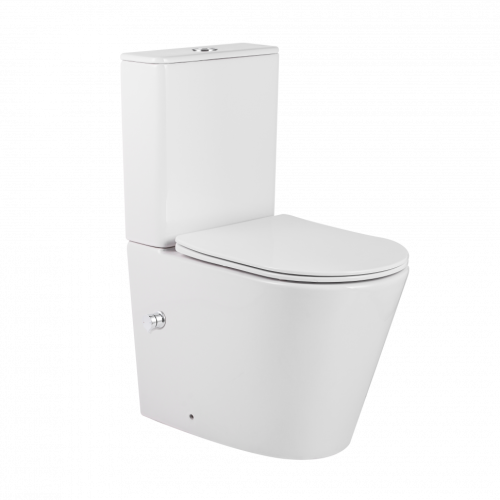 Унитаз напольный с бачком CeramaLux 2179-BD белый с сиденьем микролифт безободковый каскадный смыв