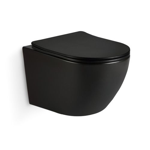Унитаз подвесной Iberica Blanca Bilbao mini IB.BLM.234.2B2 черный с сиденьем микролифт безободковый смыв торнадо