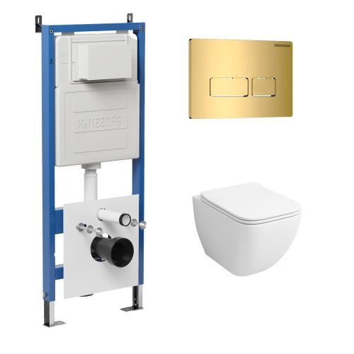 Инсталляция + кнопка смыва + унитаз Grossman Pragma 97.4447S.03.300