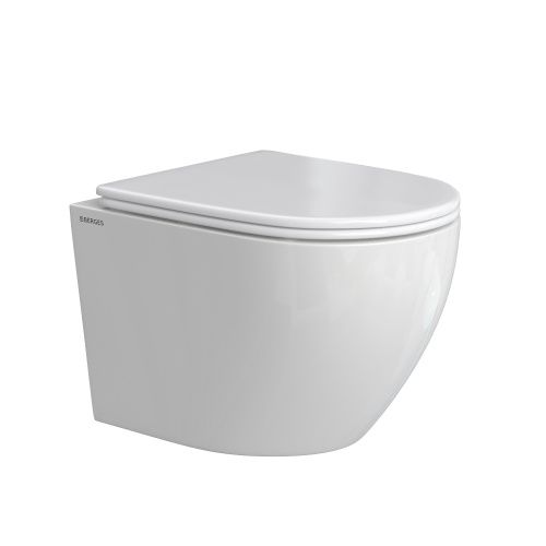 Унитаз подвесной Berges Okus rimless 81127 белый с сиденьем микролифт безободковый каскадный смыв