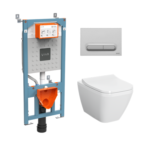 Комплект унитаз с инсталляцией и клавишей смыва Vitra Integra Square 9856B003-7206