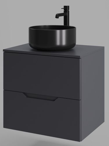 Тумба с раковиной Orange Line Li-60TugMDF+B07-345B 60х50 подвесная цвет черный