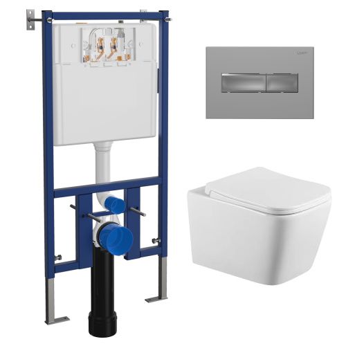 Комплект унитаз с инсталляцией с клавишей смыва Loranto  4501+7321+CS-2216HM