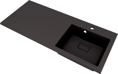 Раковина из искусственного камня Florentina Аванти 1100R 10.310.0R110.302 110х50 накладная цвет черный 1 отверстие под смеситель