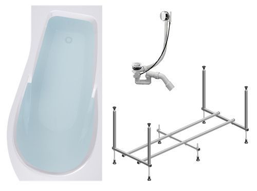 Ванна акриловая Timo VINO VINO1792R-KTVINO17-SPV1505 170х90 пристенная асимметричная с каркасом