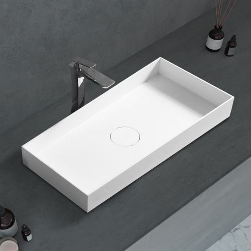 Раковина из искусственного камня Abber STEIN AS2622 80х40 накладная цвет белый без отверстий под смеситель