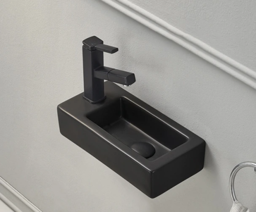 Раковина керамическая Gid Suspendido 62203R 40х20 подвесная цвет черный 1 отверстие под смеситель