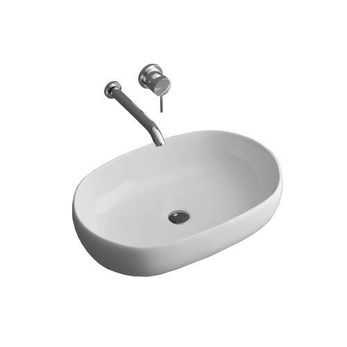 Раковина из сантехнического фаянса Grossman GR-3015 60х40 накладная цвет белый без отверстий под смеситель