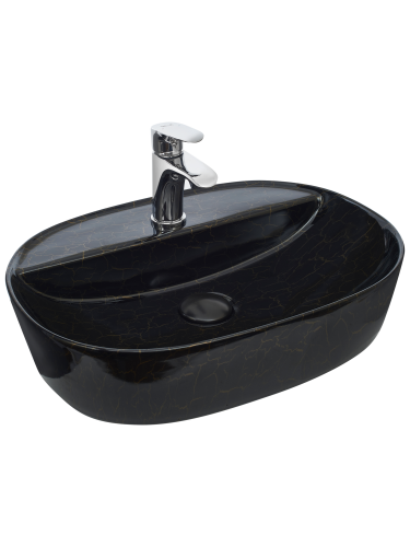 Раковина из сантехнического фаянса WeltWasser WW SK 10000004548 40 см накладная цвет черный/золото 1 отверстие под смеситель