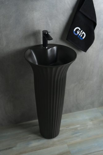 Раковина керамическая Gid Autonomo 81114 40х40 напольная цвет черный 1 отверстие под смеситель