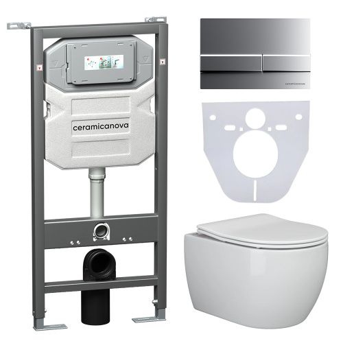 Инсталляция с кнопкой + унитаз + шумоизоляция Ceramica Nova CN3001_1002M_1000