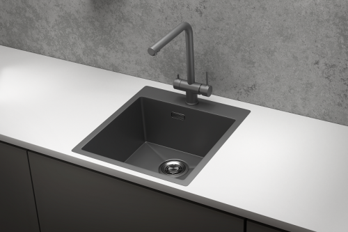 Кухонная мойка Granula 4600, ГРАФИТ МАТОВЫЙ 45х50 цвет черный поверхность матовая