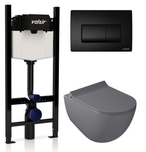 Комплект унитаз с инсталляцией и клавишей смыва Valsir KIT VSBM 7317GM Slim P1