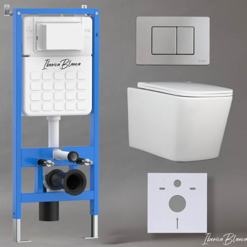 Комплект унитаз с инталляцией и клавишей смыва Iberica Blanca TOLEDO ALTO IB001.TLA.231.1132