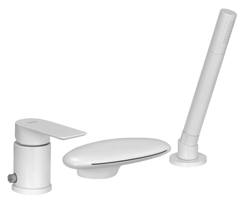 Смеситель Remer Infinity I07UFBO на борт ванны белый