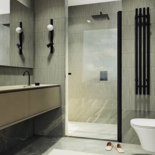 Душевая дверь Maybah Glass MGD-809-6 90х200 стекло прозрачное профиль черный