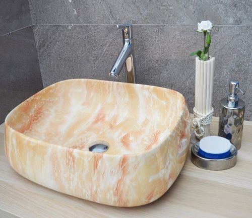 Раковина из сантехнического фаянса CeramaLux 185 60х40 накладная цвет многоцветный без отверстий под смеситель