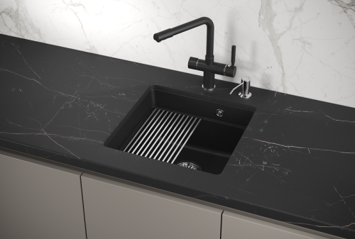 Кухонная мойка Granula Kitchen Space 4501U, ЧЁРНЫЙ 45х45 цвет черный поверхность матовая