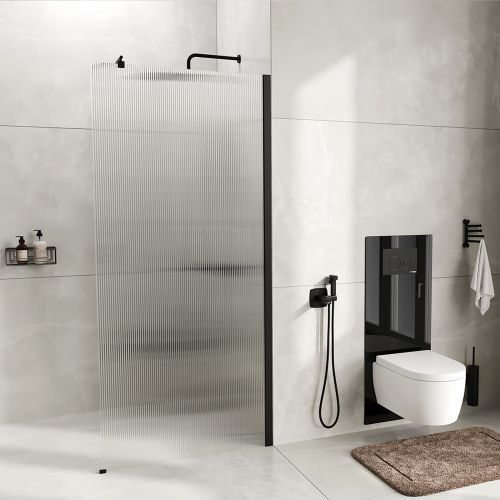 Душевая перегородка Wasserkraft Rur 30W 30W46MB-FL 110х200 стекло рифленое профиль черный