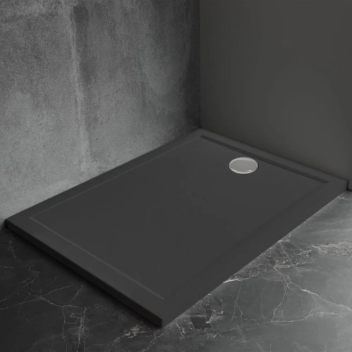 Душевой поддон Veconi Pietra PT-B-10090-RU 100х90 искусственный камень черный