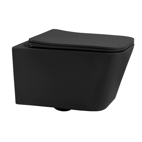 Унитаз подвесной Boheme Zen 967-SET-A цвет черный с сиденьем микролифт безободковый каскадный смыв