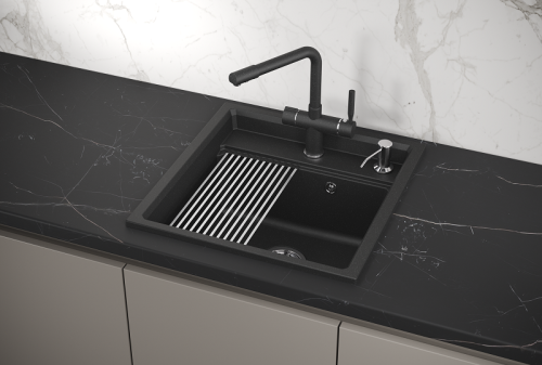 Кухонная мойка Granula Kitchen Space 5002, ЧЁРНЫЙ 50х50 цвет черный поверхность матовая