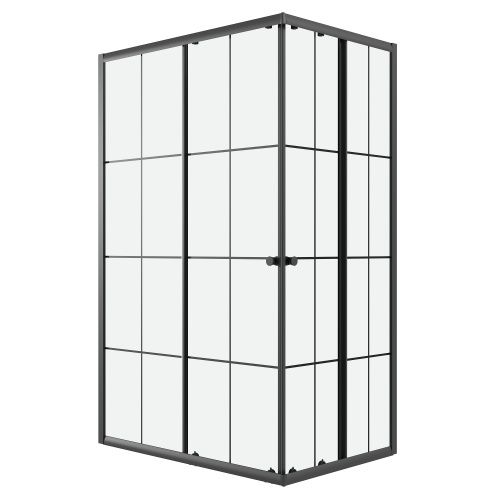 Душевой уголок Niagara Eco NG-1018-14QKL 100х80 стекло с рисунком профиль черный без поддона