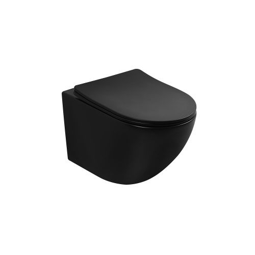 Унитаз подвесной Abber Bequem AC1100TMB черный с сиденьем микролифт безободковый смыв торнадо