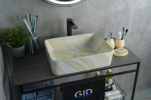 Раковина керамическая Gid Geométrico 54459 50х40 накладная цвет многоцветный без отверстий под смеситель