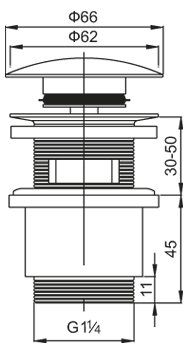 Донный клапан для раковины Cezares CZR CZR-SAT5-01 хром - фото 2