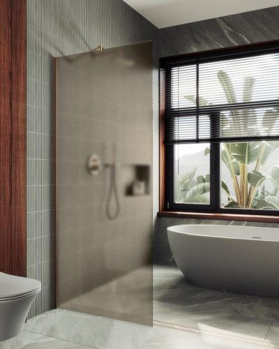 Душевая перегородка Maybah Glass MGD-697-2ш 80х195 стекло тонированное профиль бронза