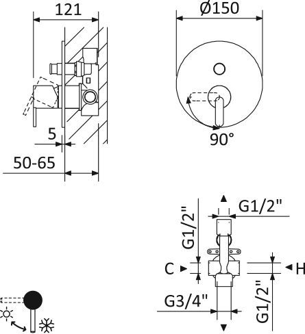Смеситель Cezares LEAF LEAF-VDIM-L-01 встраиваемый в стену хром - фото 2