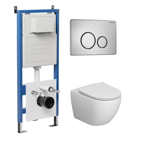 Инсталляция + кнопка смыва + унитаз Grossman Style 97.4411S.05.12M