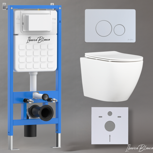 Комплект унитаз с инталляцией и клавишей смыва Iberica Blanca BILBAO ALTO IB001.BLA.231.811