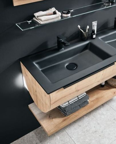 Раковина стеклянная Puris Rounds WGS231298 120х50 накладная цвет черный 1 отверстие под смеситель