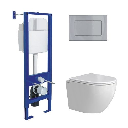 Комплект унитаз с инталляцией и клавишей смыва Berges АТОМ 043395