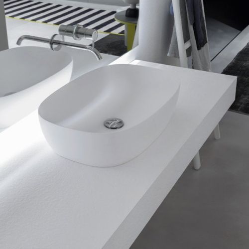 Раковина из искусственного камня Antonio Lupi Senso SENSO 60 см накладная цвет белый без отверстий под смеситель