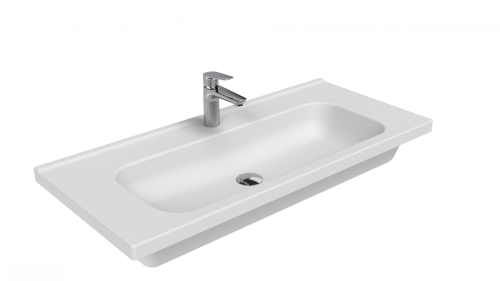 Раковина из сантехнического фарфора Creavit ideal ID100-00CB00E-0000 100х50 накладная цвет белый 1 отверстие под смеситель