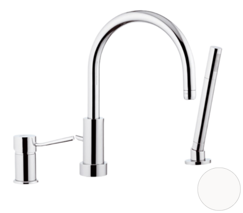 Смеситель Remer Minimal N072BO на борт ванны белый