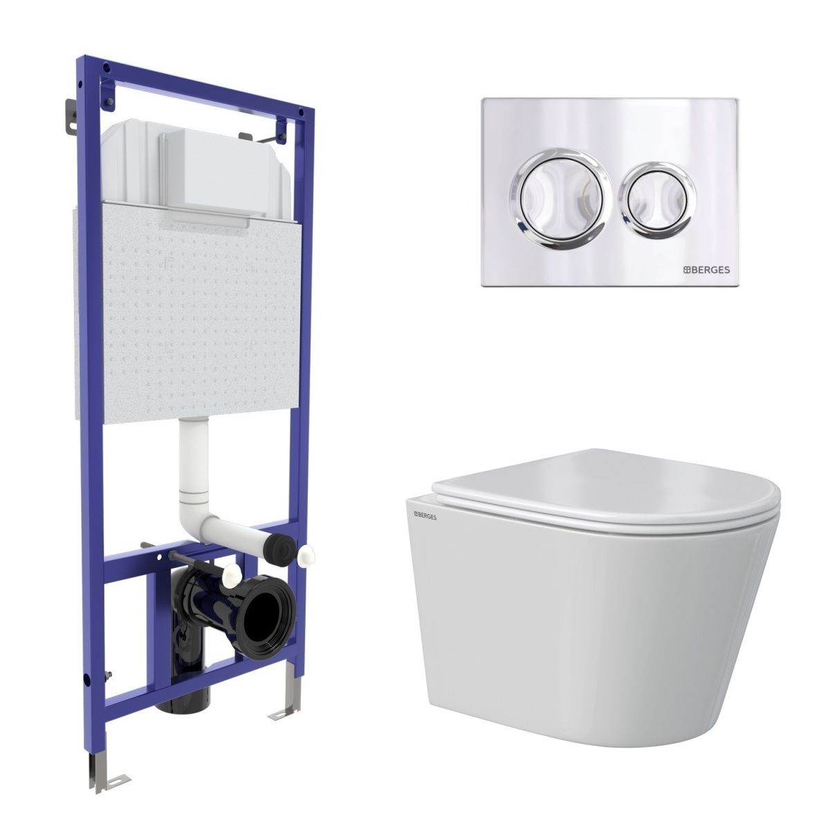 Комплект унитаз с инталляцией и клавишей смыва Berges NOVUM 043377