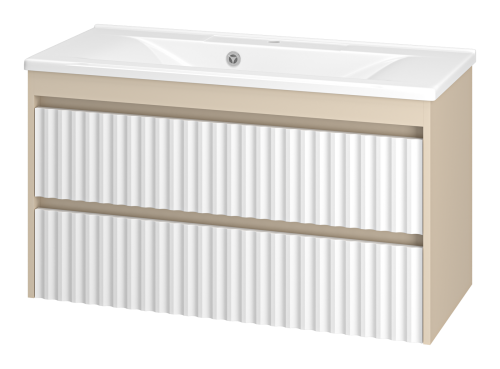 Тумба под раковину Brevita Balaton BAL-06100-03-012Я 100х40 подвесная цвет белый/бежевый