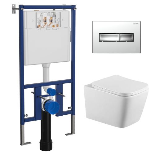 Комплект унитаз с инсталляцией с клавишей смыва Loranto  4501+7322+CS-2216HM