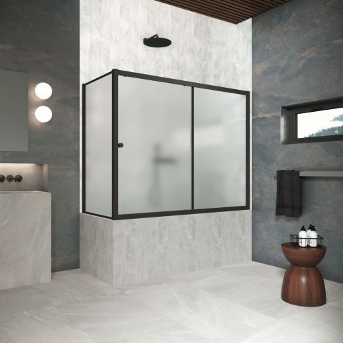 Душевая шторка на ванну Vegas-Glass ZV+ZVF Protec ZV+ZVF Protec 180*90 02М 10 180х140 стекло матовое профиль черный ориентация универсальная