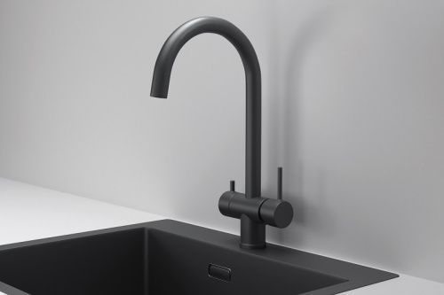 Смеситель для кухни Granula Kitchen Space 7104, ЧЕРНЫЙ МАТОВЫЙ на мойку черный